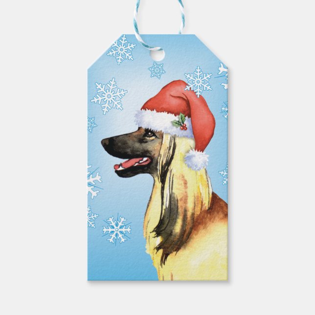 Etiqueta Para Presente Happy Howlidays, Afghan Hound (Frente)