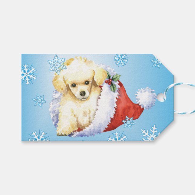 Etiqueta Para Presente Happy Howlidays Toy Poodle (Frente (horizontal))