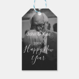 Etiqueta Para Presente Happy new year couple photo name year black white 
