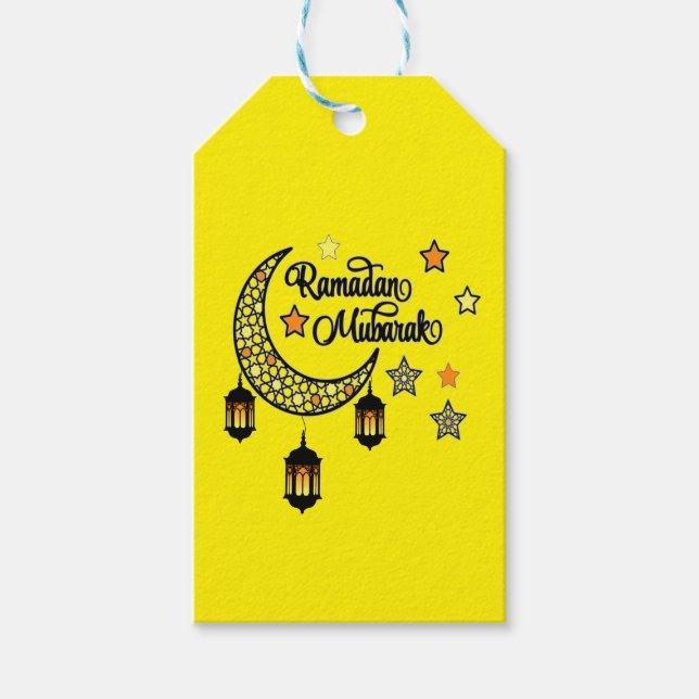 Etiqueta Para Presente Happy Ramadan Mubarak Kareem Crescent lanterna (Frente)