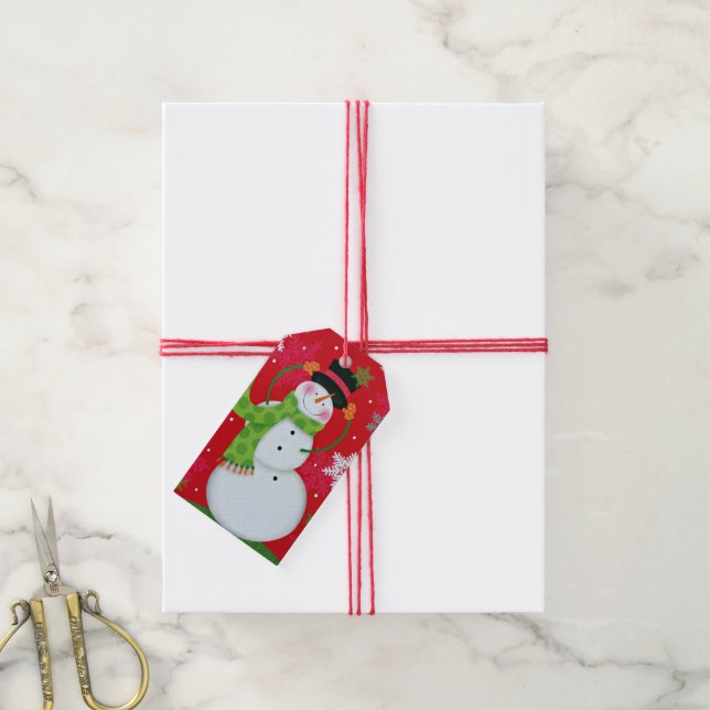 Etiqueta Para Presente Happy Snowman (Com cordão)