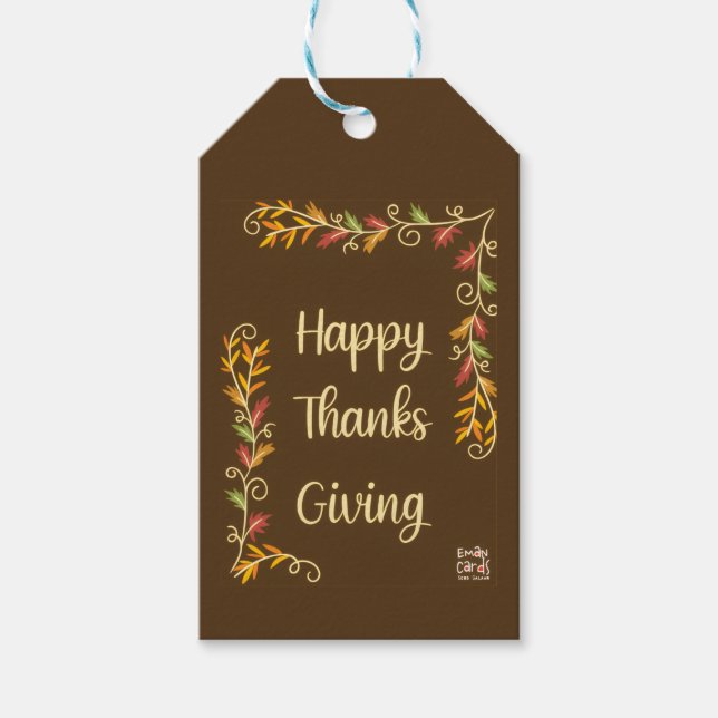 Etiqueta Para Presente Happy Thanksgiving - Brown Theme (Frente)