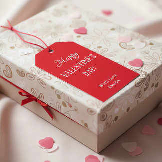 Etiqueta Para Presente Happy Valentine's Day Gift Tag with Elegant Design