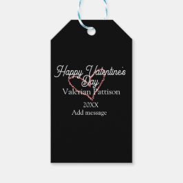 Etiqueta Para Presente Happy Valentine's day red glitter heart black name