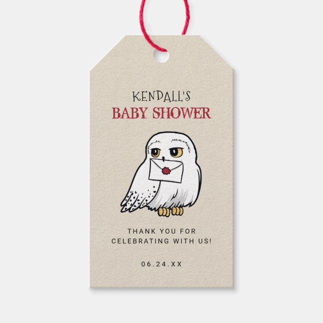 Etiqueta Para Presente Harry Potter | Hedwig Baby Shower Agradecimento (Frente)