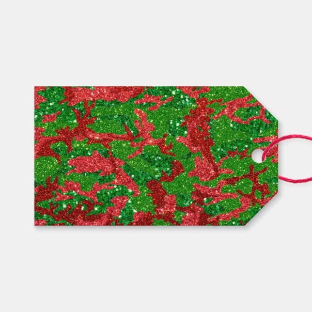 Etiqueta Para Presente Haus Da Camuflagem Glitter De Camo Xmas (Frente (horizontal))