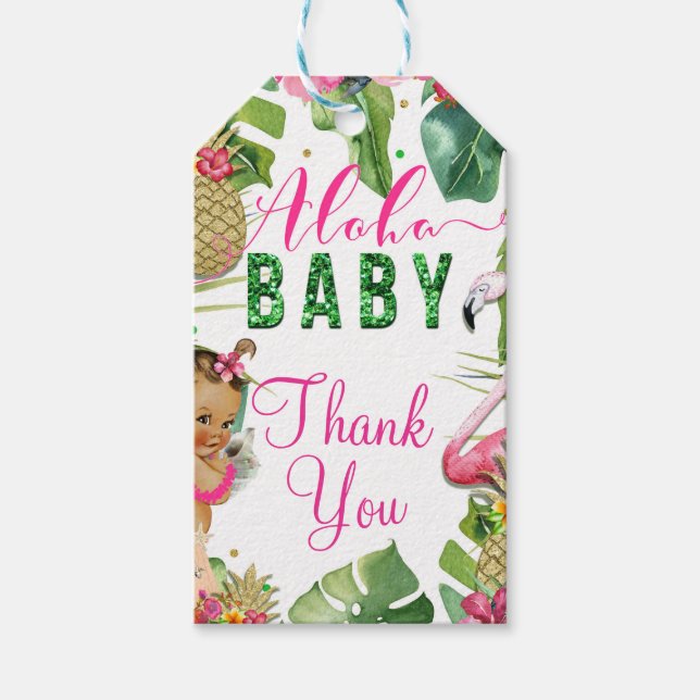 Etiqueta Para Presente Hawaiian Aloha Tropical Baby Girl Favor (Frente)