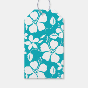 ETIQUETA PARA PRESENTE HAWAIIAN HULA (HIBISCUS) TEAL