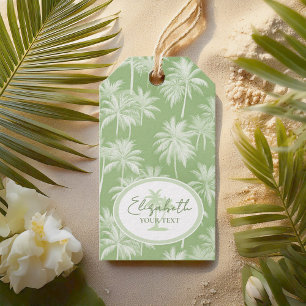 Etiqueta Para Presente Hawaiian Palm Tree Silhouette Green ID1093