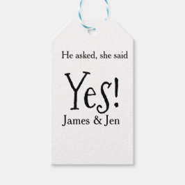 Etiqueta Para Presente He asked she said yes engagement party name simple