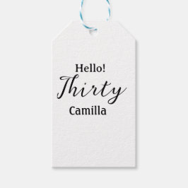 Etiqueta Para Presente Hello thirty birthday name simple minimal elegant 