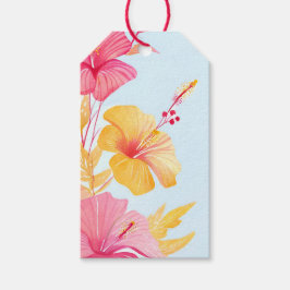 Etiqueta Para Presente Hibisco Lindo | Flor Tropical Aquarela