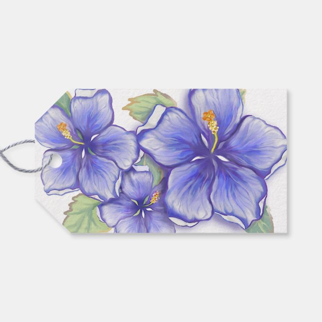 Etiqueta Para Presente Hibiscus & lace BLUE (Verso Horizontal)