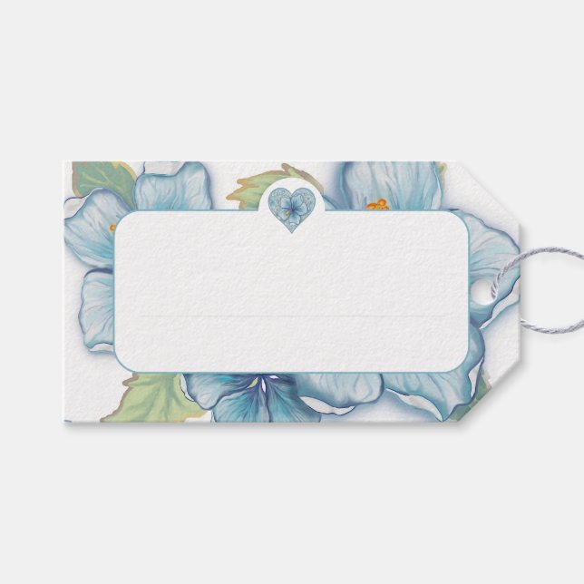 Etiqueta Para Presente Hibiscus & lace TURQUOISE (Frente (horizontal))