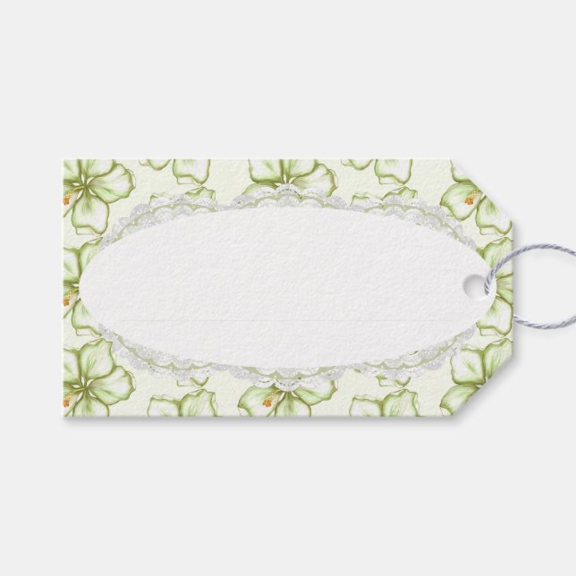Etiqueta Para Presente Hibiscus & lace WHITE (Frente (horizontal))