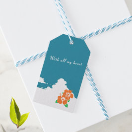 Etiqueta Para Presente Hibiscus-orange & Summer Clouds