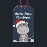Etiqueta Para Presente Hippo Felry Christmas Winter Animal Hippos Gift T<br><div class="desc">O hipopótamo a suavidade com luzes justas. Animais engraçados com presentes e neve até as férias. Também é engraçado para o Natal em julho. Hippos são animais doces e perfeitos para o Natal.</div>