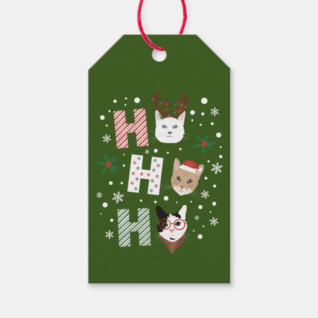 Etiqueta Para Presente Ho Ho Cats Feliz Natal (Frente)