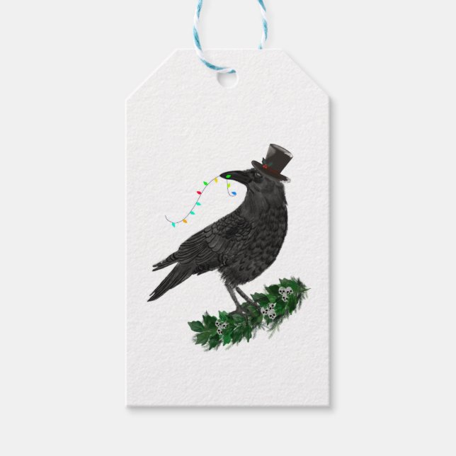 Etiqueta Para Presente Holiday Crow with Top Hat (Frente)