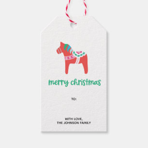 Etiqueta Para Presente Holiday Dala Swedish Horse Feliz Natal