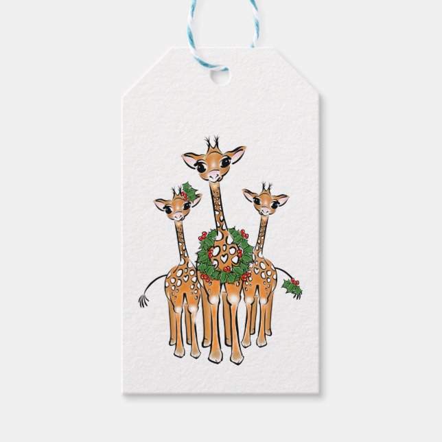 Etiqueta Para Presente Holiday Giraffe (Frente)