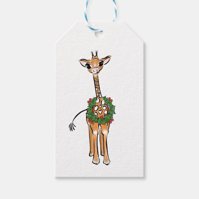 Etiqueta Para Presente Holiday Giraffe (Frente)