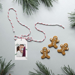 Etiqueta Para Presente Holly Branches Foto Feriado de Natal