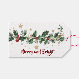 Etiqueta Para Presente Holly Garland Merry & Bright