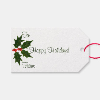 Etiqueta Para Presente Holly Happy Holidays Gift Tags Enclosure