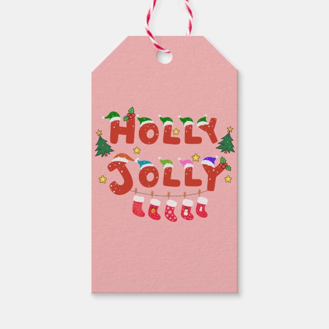 Etiqueta Para Presente Holly Jolly (Frente)
