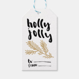 Etiqueta Para Presente Holly Jolly Christmas Gift Tag com Pine Branch