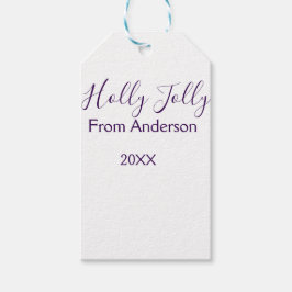 Etiqueta Para Presente Holly Jolly holidays add name family year purple s