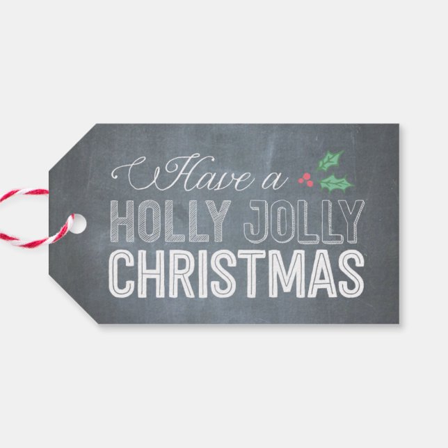 Etiqueta Para Presente Holly Jolly Natal Holiday Dags (Verso Horizontal)