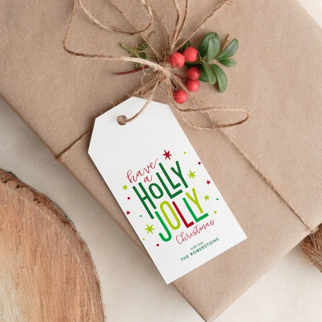 Etiqueta Para Presente "Holly Jolly", Natal personalizado (Criador carregado)