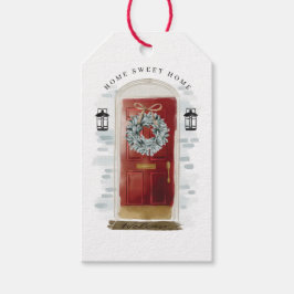 Etiqueta Para Presente Home Sweet Home Red Watercolor Porta Frontal