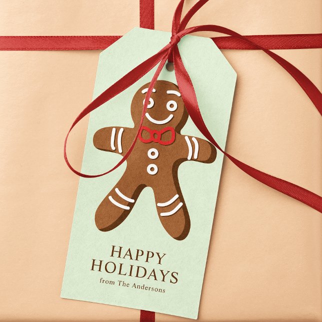 Etiqueta Para Presente Homem de Biscoito Natal Verde Menta (Criador carregado)