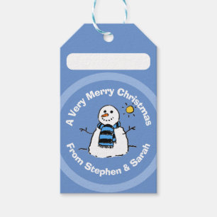 Etiqueta Para Presente Homem de Neve Personalizado de Natal