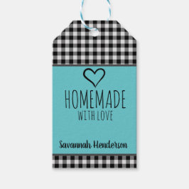 Etiqueta Para Presente Homemade com amor, Xadrez de Buffalo e Teal