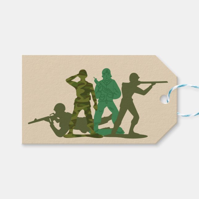 Etiqueta Para Presente Homens do Exército Verde Personalizáveis (Frente (horizontal))