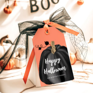 Etiqueta Para Presente Horário de Pumpkin de Escuro Laranja-Bonito
