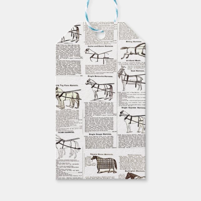 Etiqueta Para Presente Horse Antique Advertising Newpaper Art (Frente)