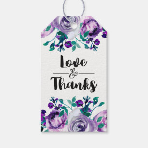 Etiqueta Para Presente Hortelã & amor floral roxo & obrigados do