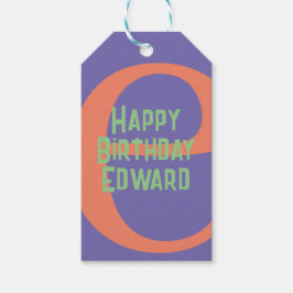 Etiqueta Para Presente hortelã roxa de aniversário feliz