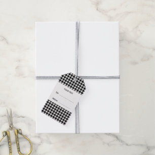 Etiqueta Para Presente Houndstooth preto e branco seu monograma