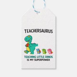 Etiqueta Para Presente Humor de professor Teachersaurus com pequenos dino