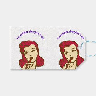 Etiqueta Para Presente I Overthink, Therefore I Am – Retro Pop Art Design