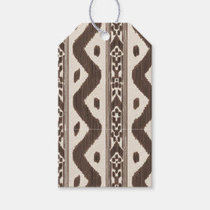 Etiqueta Para Presente Ikat de Chocolate em Pequena Escala sobre Creme