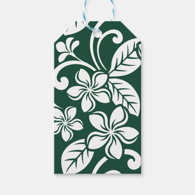 ETIQUETA PARA PRESENTE ILHA PLUMERIA (VERDE FLORESTAL) (Frente)