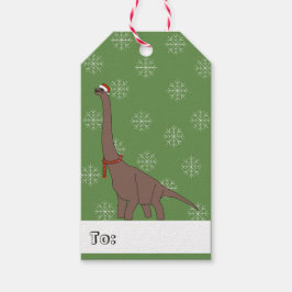 Etiqueta Para Presente illusima Brown Brontosaurus Natal Flocos de Neve