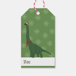 Etiqueta Para Presente illusima Dinossauro Verde Natal Flocos de Neve